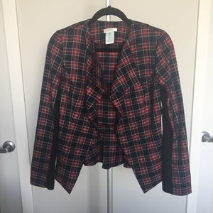 Esley Peplum Plaid Blazer, Size: Small